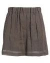 Brunello Cucinelli Woman Shorts & Bermuda Shorts Dark Brown Size 8 Cotton In Brown