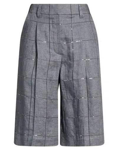 Brunello Cucinelli Woman Shorts & Bermuda Shorts Grey Size 4 Linen In Gray