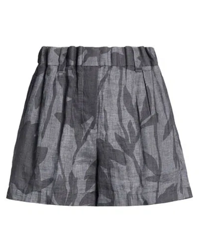Brunello Cucinelli Woman Shorts & Bermuda Shorts Grey Size 6 Linen In Gray