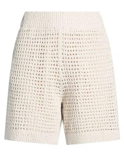 Brunello Cucinelli Sequin-embellished Open-knit Cotton-blend Shorts In Ivory