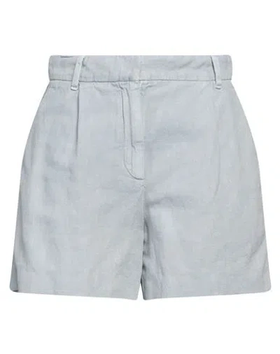 Brunello Cucinelli Woman Shorts & Bermuda Shorts Light Blue Size 8 Cotton, Linen