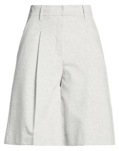 Brunello Cucinelli Woman Shorts & Bermuda Shorts Light Grey Size Xl Cotton, Polyamide, Elastane In White