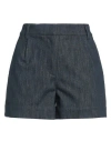 Brunello Cucinelli Woman Shorts & Bermuda Shorts Midnight Blue Size 14 Cotton, Viscose, Polyamide, P In Blue