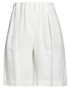 Brunello Cucinelli Woman Shorts & Bermuda Shorts White Size 10 Viscose, Linen, Polyester, Elastane