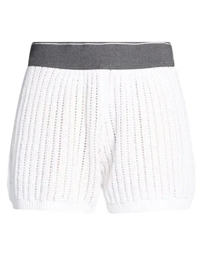 Brunello Cucinelli Open-knit Cotton Shorts In White