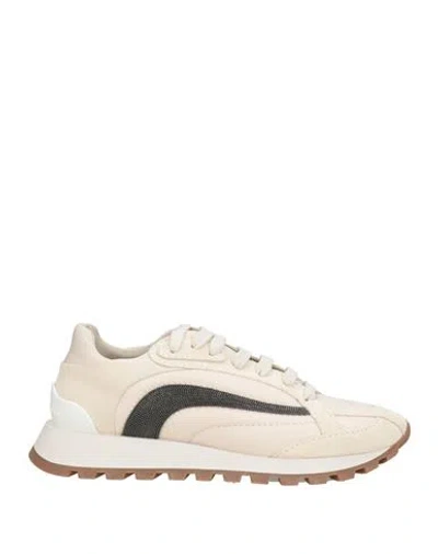 Brunello Cucinelli Woman Sneakers Cream Size 8 Leather In White