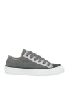 Brunello Cucinelli Woman Sneakers Grey Size 8 Textile Fibers, Leather