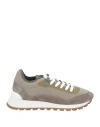Brunello Cucinelli Woman Sneakers Khaki Size 7 Leather, Textile Fibers, Brass In Beige