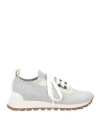 Brunello Cucinelli Woman Sneakers Light Grey Size 7 Cotton, Viscose, Metallic Polyester, Leather