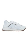 Brunello Cucinelli Woman Sneakers Light Grey Size 8 Leather, Textile Fibers In Grey