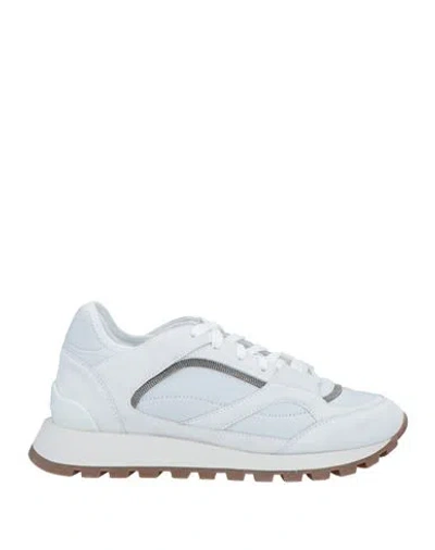 Brunello Cucinelli Woman Sneakers Light Grey Size 8 Leather, Textile Fibers