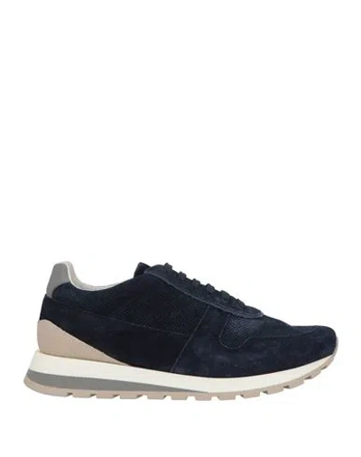 Brunello Cucinelli Woman Sneakers Navy Size 12 Leather In Blue