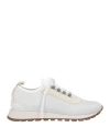 Brunello Cucinelli Embellished Suede-trimmed Stretch-knit Sneakers In Off White