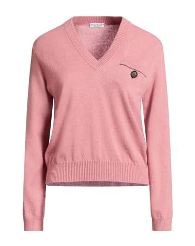 Brunello Cucinelli Woman Sweater Antique Rose Size M Cashmere In Pink