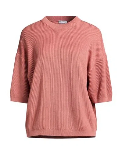 Brunello Cucinelli Woman Sweater Antique Rose Size M Cotton, Brass In Pink