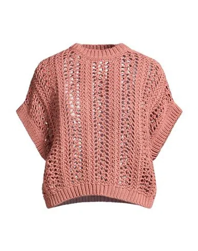 Brunello Cucinelli Woman Sweater Antique Rose Size M Cotton In Pink