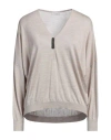 Brunello Cucinelli Woman Sweater Beige Size L Cashmere, Silk, Ecobrass In Beige
