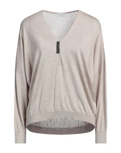 Brunello Cucinelli Woman Sweater Beige Size L Cashmere, Silk, Ecobrass
