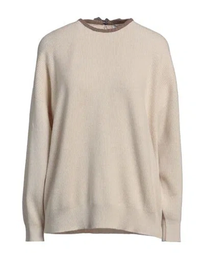 Brunello Cucinelli Woman Sweater Beige Size L Cashmere, Wool, Brass, Mohair Wool, Polyamide