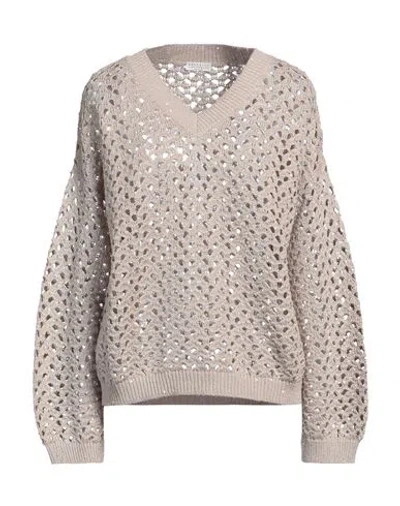 Brunello Cucinelli Woman Sweater Beige Size L Cotton, Linen, Silk