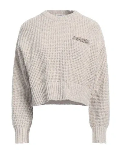 BRUNELLO CUCINELLI BRUNELLO CUCINELLI WOMAN SWEATER BEIGE SIZE L LAMBSWOOL, CASHMERE, GLASS