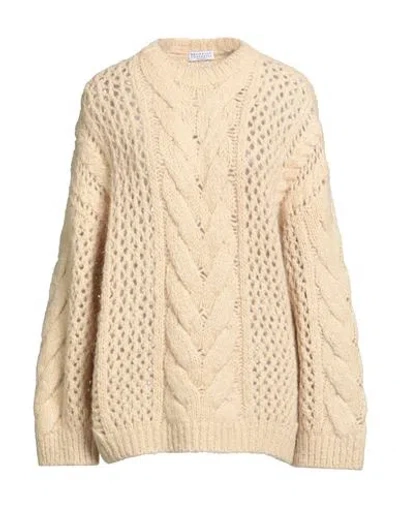 Brunello Cucinelli Woman Sweater Beige Size M Alpaca Wool, Polyamide, Wool In Neutral