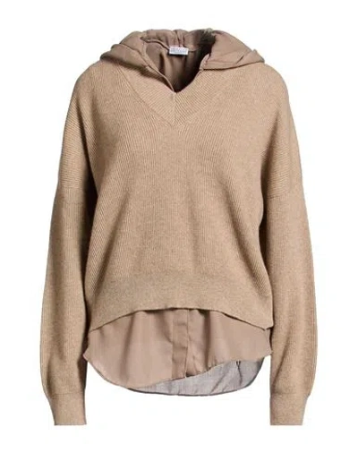 BRUNELLO CUCINELLI BRUNELLO CUCINELLI WOMAN SWEATER BEIGE SIZE M CASHMERE, ECOBRASS