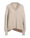 Brunello Cucinelli Woman Sweater Sand Size L Cashmere, Synthetic Fibers, Mohair Wool, Metallic Fiber In Beige