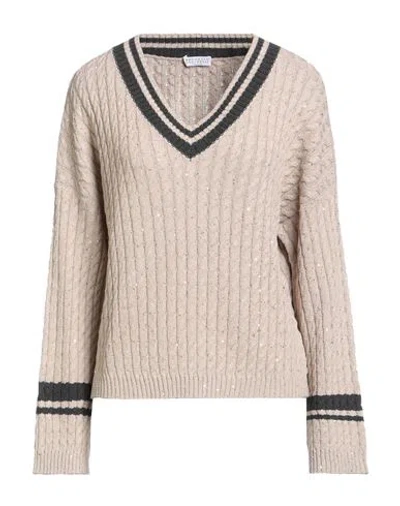 Brunello Cucinelli Woman Sweater Beige Size M Cotton, Polyester In Neutral