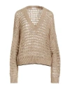 Brunello Cucinelli Woman Sweater Beige Size M Linen, Silk, Polyamide In Beige