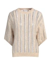 Brunello Cucinelli Woman Sweater Beige Size M Wool, Mohair Wool In Nude