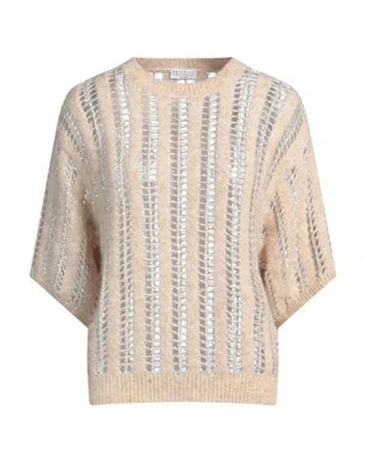 Brunello Cucinelli Woman Sweater Beige Size M Wool, Mohair Wool In Nude