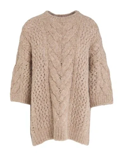 Brunello Cucinelli Woman Sweater Beige Size S Alpaca Wool, Polyamide, Wool, Brass In Brown