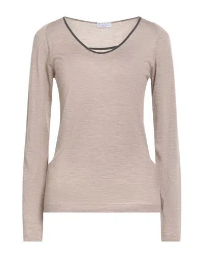 Brunello Cucinelli Woman Sweater Beige Size Xl Cashmere, Silk In Sand