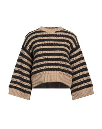 BRUNELLO CUCINELLI BRUNELLO CUCINELLI WOMAN SWEATER BEIGE SIZE XL VIRGIN WOOL, CASHMERE, SILK