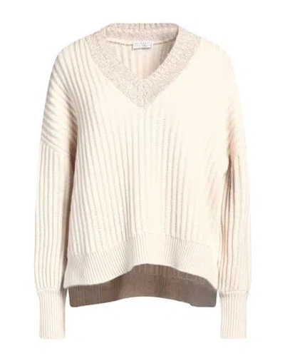 Brunello Cucinelli Woman Sweater Beige Size S Cashmere, Synthetic Fibers, Mohair Wool, Metallic Fibe