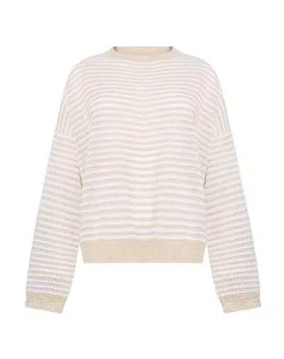 Brunello Cucinelli Woman Sweater Beige Size Xs Linen, Polyester, Metallic Fiber, Polyamide