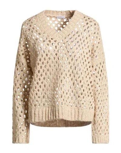 Brunello Cucinelli Woman Sweater Beige Size Xs Silk, Linen, Polyamide, Polyester