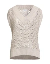 Brunello Cucinelli Woman Sweater Beige Size Xxl Cotton, Polyamide In Gold