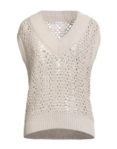 Brunello Cucinelli Woman Sweater Beige Size Xxl Cotton, Polyamide In Gold