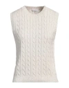 Brunello Cucinelli Woman Sweater Beige Size Xl Cotton, Polyester In Beige