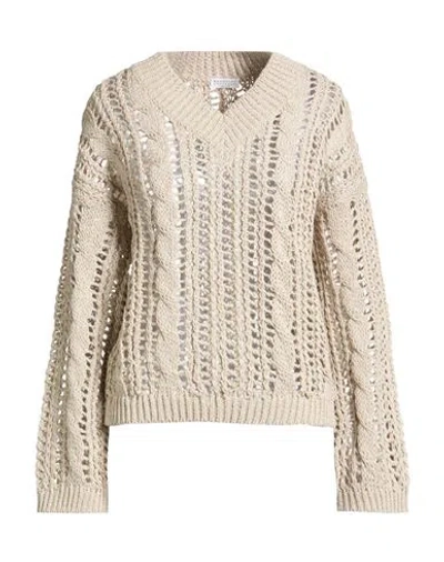 Brunello Cucinelli Cable And Open-knit Jute-blend Sweater In Neutral