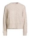 Brunello Cucinelli Woman Sweater Beige Size Xxl Mohair Wool, Polyamide, Wool, Metallic Fiber In Brown