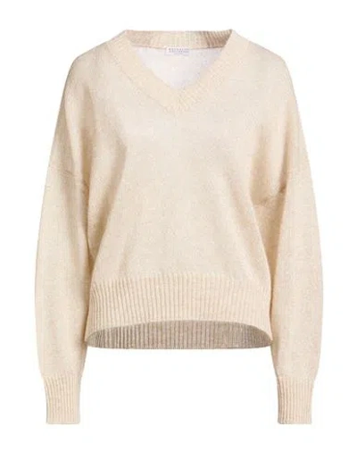 Brunello Cucinelli Metallic Crochet-knit Sweater In Nude
