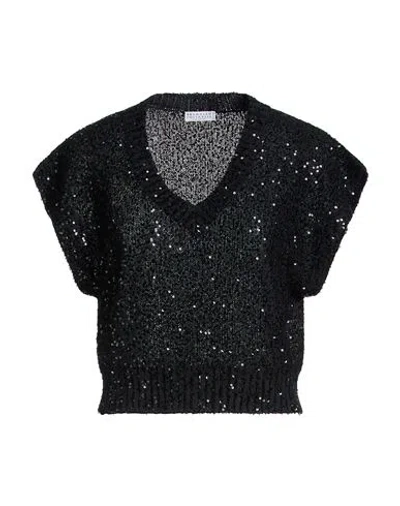 Brunello Cucinelli Woman Sweater Black Size M Linen, Cashmere, Silk