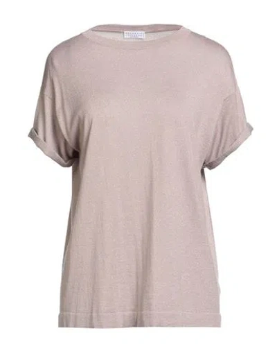 BRUNELLO CUCINELLI BRUNELLO CUCINELLI WOMAN SWEATER BLUSH SIZE M CASHMERE, SILK, POLYAMIDE, METALLIC POLYESTER