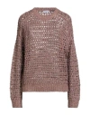 Brunello Cucinelli Woman Sweater Brown Size M Silk, Linen, Polyamide, Polyester In Brown