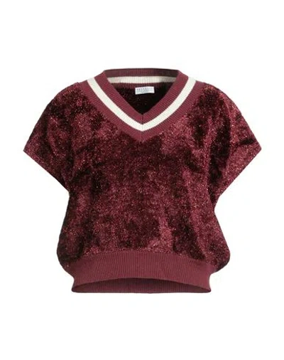 Brunello Cucinelli Woman Sweater Burgundy Size M Viscose, Polyamide, Polyester