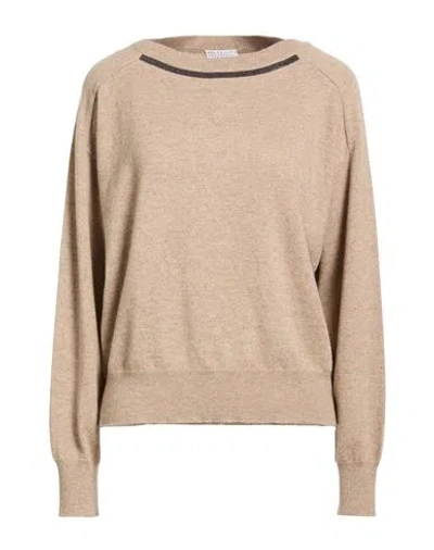 Brunello Cucinelli Woman Sweater Camel Size L Cashmere In Neutral