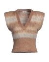 Brunello Cucinelli Woman Sweater Camel Size Xl Mohair Wool, Polyamide, Wool, Virgin Wool, Cashmere In Beige
